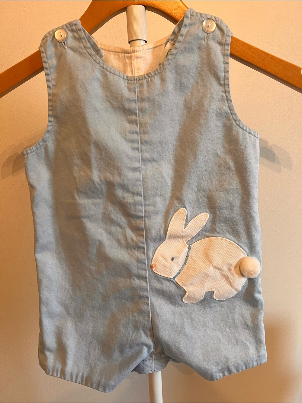 Light Blue Bunny Appliqué Kids Romper
